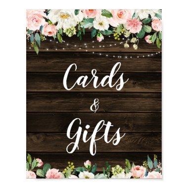 Rustic Pink Floral String Lights  & Gifts Poster