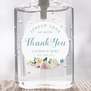 Rustic Pink Floral Wedding Favor Hand Sanitizer Classic Round Sticker