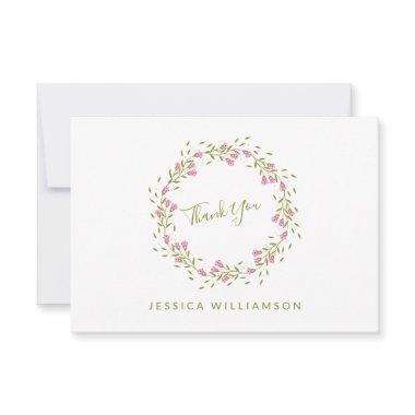 Rustic Pink Garden Flowers Custom Bridal Shower Thank You Invitations