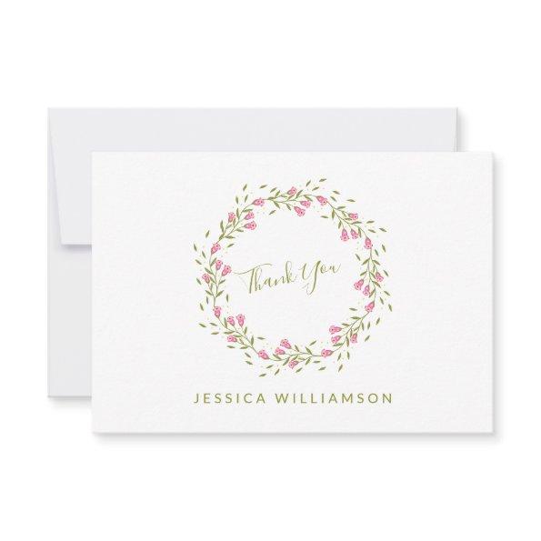 Rustic Pink Garden Flowers Custom  Thank You