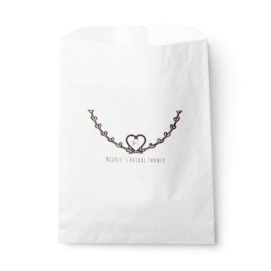 Rustic Pink Heart Vine Bridal Shower Custom Favor Favor Bag