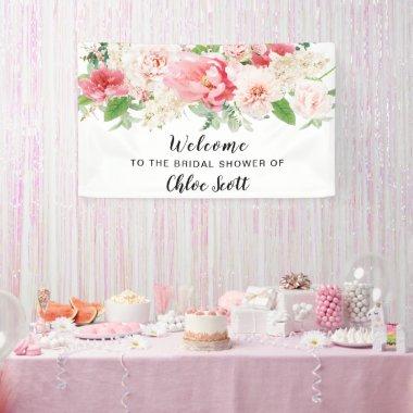 Rustic Pink Peony Bridal Shower Welcome Banner
