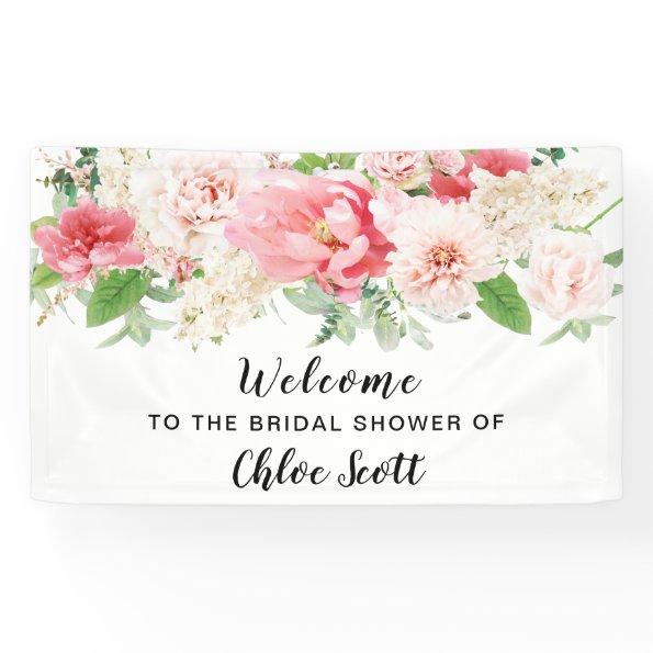 Rustic Pink Peony Bridal Shower Welcome Banner