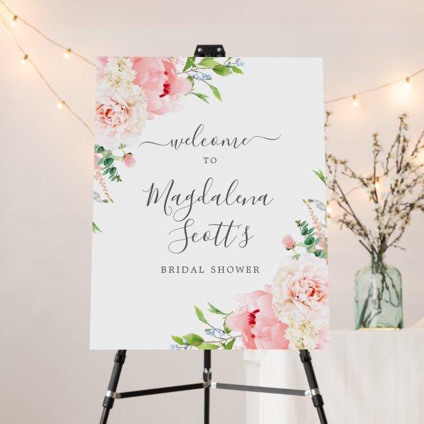 Rustic Pink Peony Floral  Welcome Foam Board