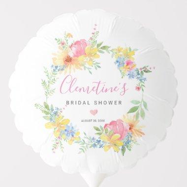 Rustic Pink Yellow Watercolor Floral Balloon