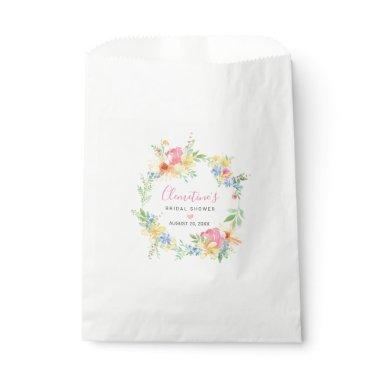 Rustic Pink Yellow Watercolor Floral Bridal Shower Favor Bag