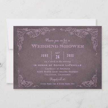 Rustic Plum Purple Vineyard Wedding Shower Invitations