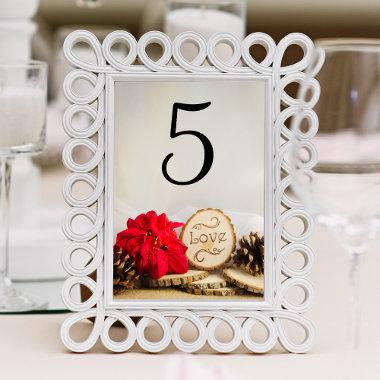 Rustic Poinsettia Winter Wedding Table Numbers