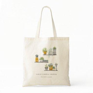 Rustic Potted Plants Leafy Botanical Bridal Shower Tote Bag