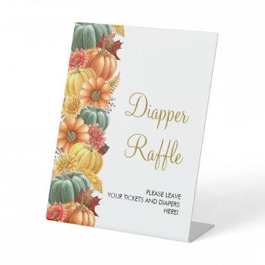Rustic Pumpkin and Flowers Diaper Raffle Sign