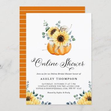 Rustic Pumpkin and Sunflower Online Bridal Shower Invitations