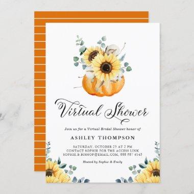 Rustic Pumpkin and Sunflower Virtual Bridal Shower Invitations