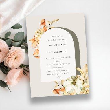 Rustic Pumpkin Arch Floral Couples Shower Invite
