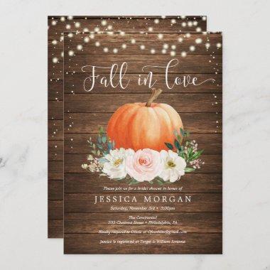 Rustic Pumpkin Fall in Love Bridal Shower Invites