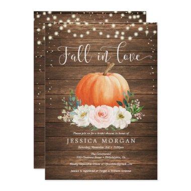 Rustic Pumpkin Fall in Love Bridal Shower Invites