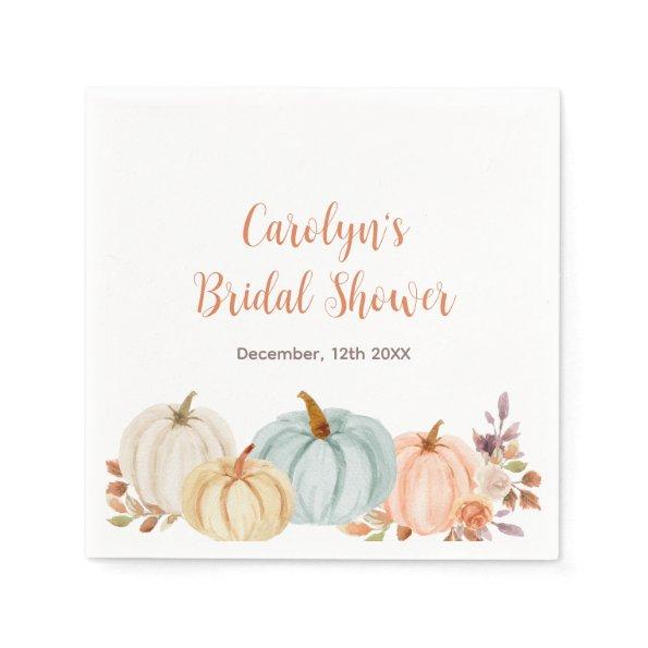 Rustic Pumpkin Floral Bridal Shower Napkin