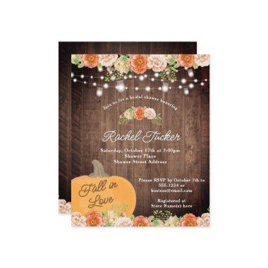 Rustic Pumpkin & Lights Fall Bridal Shower Invite