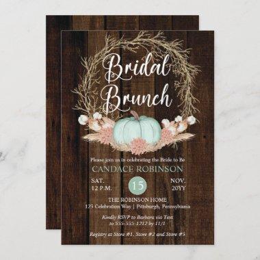 Rustic Pumpkin Pampas Wreath Bridal Brunch Invitat Invitations