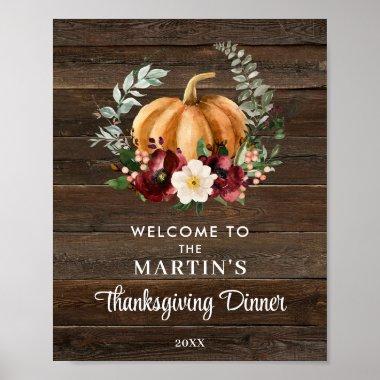 Rustic Pumpkin Thanksgiving Dinner Welcome Poster