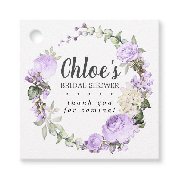 Rustic Purple Floral Bridal Shower Thank You Favor Tags