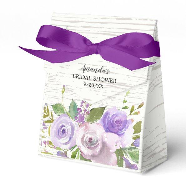 Rustic Purple Flowers Bridal Shower Favor Box