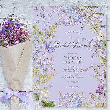 Rustic Purple Sage Wildflower Purple Bridal Brunch Invitations