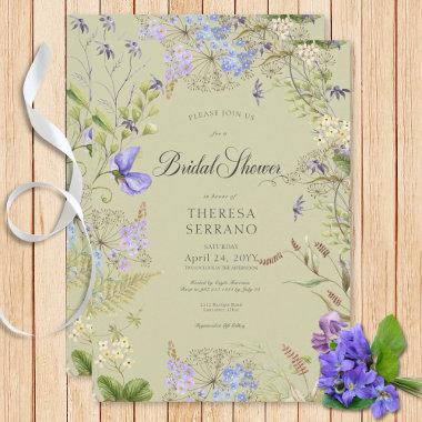 Rustic Purple Sage Wildflower Sage Bridal Shower Invitations