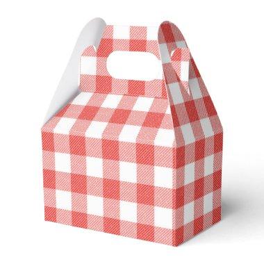 Rustic Red And White Plaid Gingham Wedding Party Favor Boxes