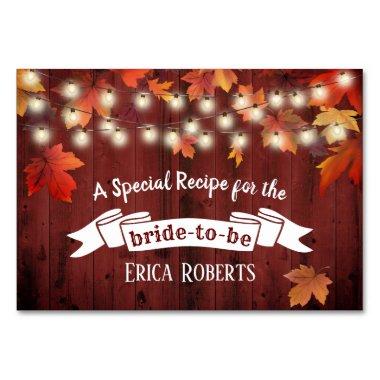 Rustic Red Autumn Leaves Bridal Shower Recipe Invitations