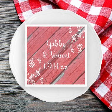 Rustic Red Barn Wood Country Wedding Napkins