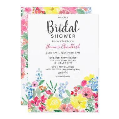 Rustic red pink floral watercolor bridal shower Invitations