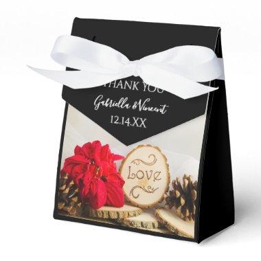 Rustic Red Poinsettia Winter Wedding Favor Boxes