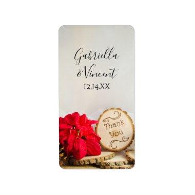 Rustic Red Poinsettia Winter Wedding Favor Tags