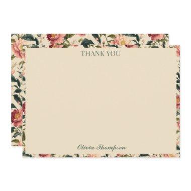 Rustic Rose Beige Flower  Custom Thank You