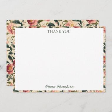 Rustic Rose Country Flower Bridal Shower Custom Thank You Invitations