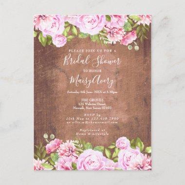 Rustic Rose Garden Bridal Shower Invitations