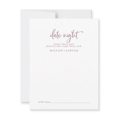 Rustic Rose Gold Script Date Night Idea Advice Card