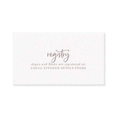 Rustic Rose Gold Script Gift Registry Enclosure Invitations