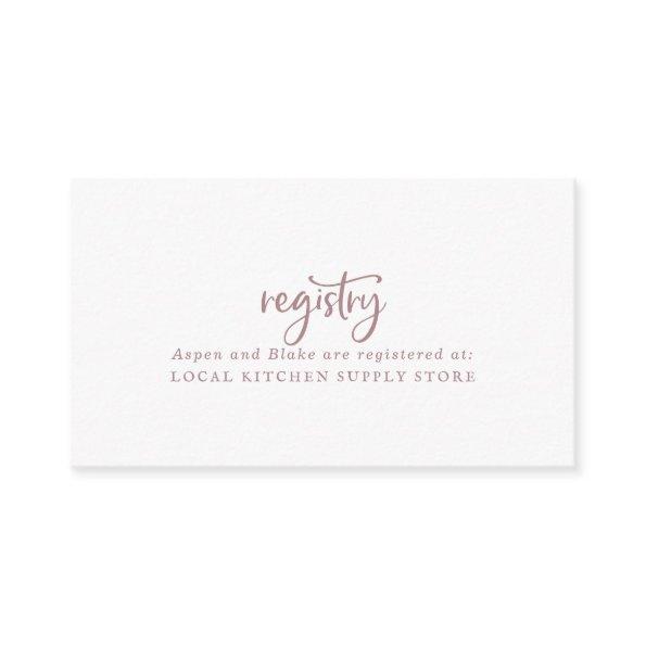 Rustic Rose Gold Script Gift Registry Enclosure