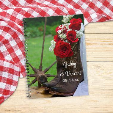 Rustic Roses Cowboy Boots Country Western Wedding Notebook