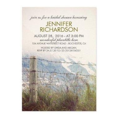 Rustic Rural Fence Post Country Bridal Shower Invitations