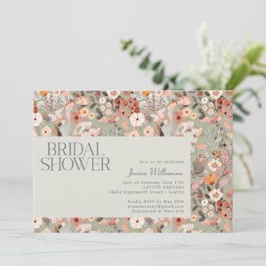 Rustic Sage Botanical Boho Bridal Shower Invitations