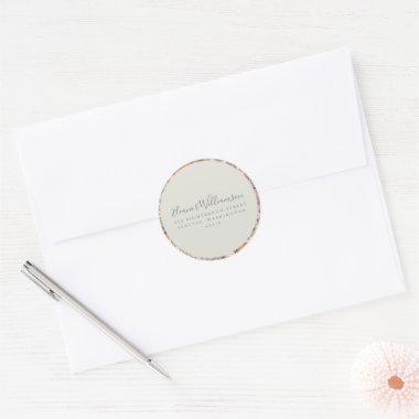 Rustic Sage Floral Boho Shower Return Address Classic Round Sticker