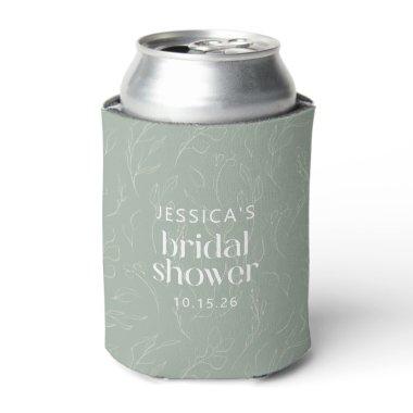 Rustic Sage Green Botanical Custom  Can Cooler