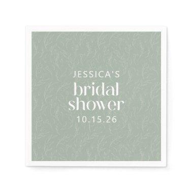 Rustic Sage Green Botanical Floral  Napkins