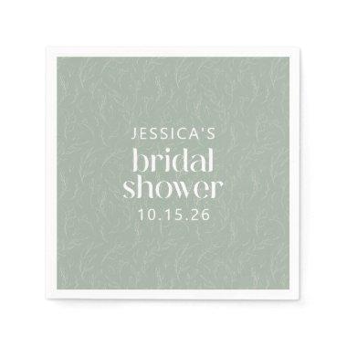 Rustic Sage Green Botanical Floral Bridal Shower Napkins