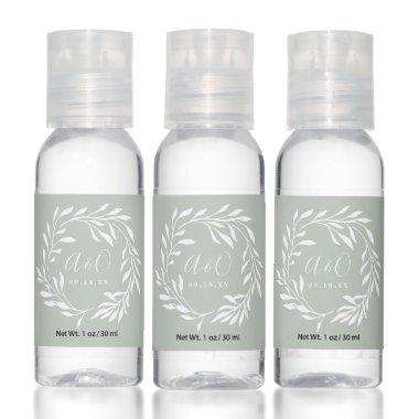 Rustic Sage Laurel Wreath Monogram Wedding Favor Hand Sanitizer