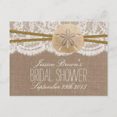 Rustic Sand Dollar Beach Bridal Shower Recipe Invitations