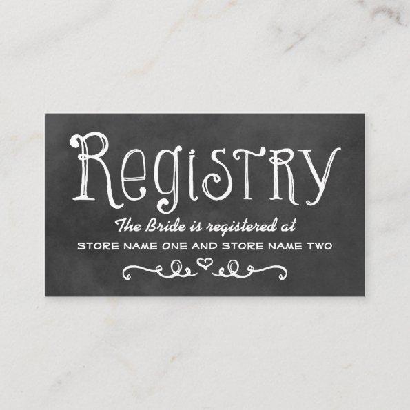 Rustic Script Chalkboard Wedding Black Registry Enclosure Invitations
