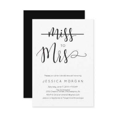 Rustic Script Miss to Mrs Bridal Shower Invite